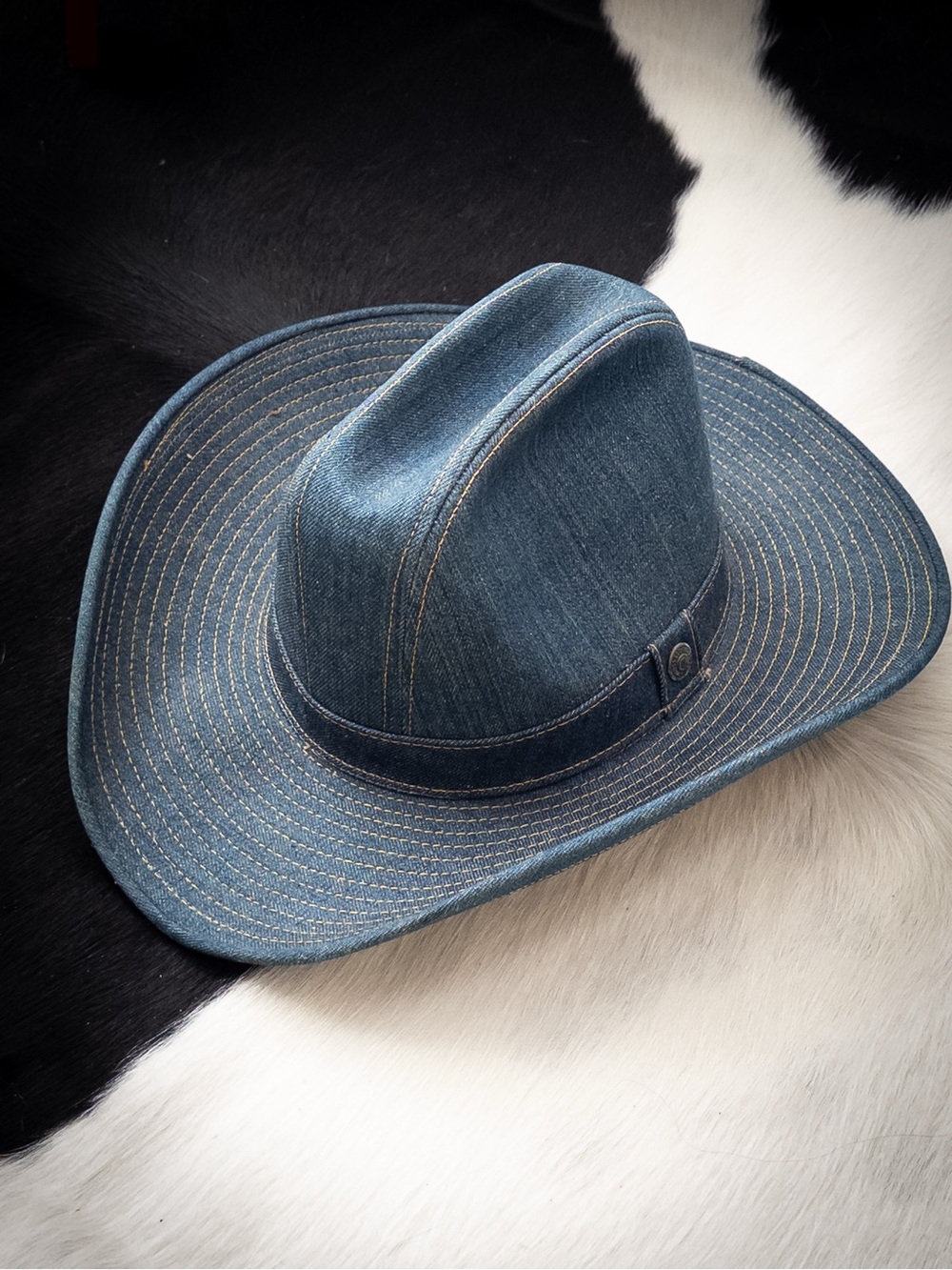 Vtg 1970s Levi Strauss & Co. Denim Cowboy Western Hat, Size 7 1/4